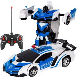 2022 New Electric RC Car Transformation Robot Kids Toy Deformation Robots Mode Police Toy Car