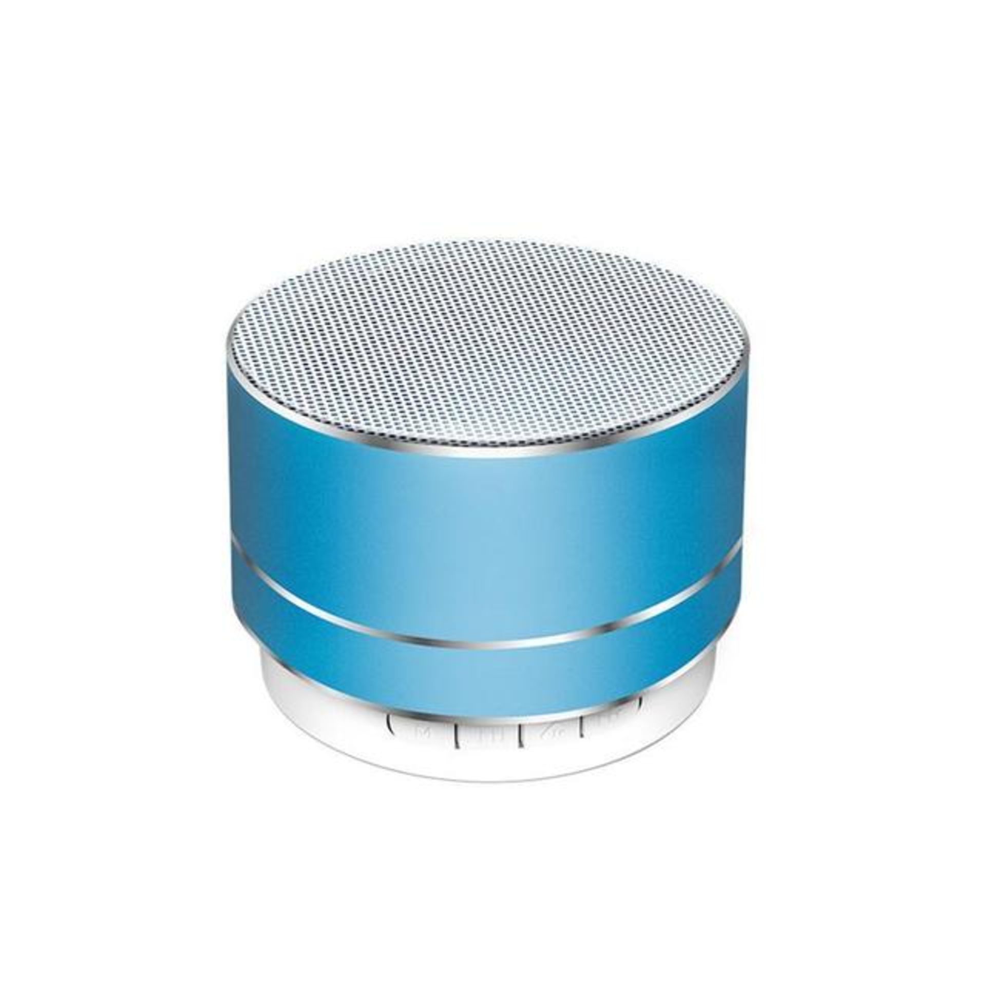 Mini Portable Metal Round Bluetooth Wireless Super Bass Speaker - Blue