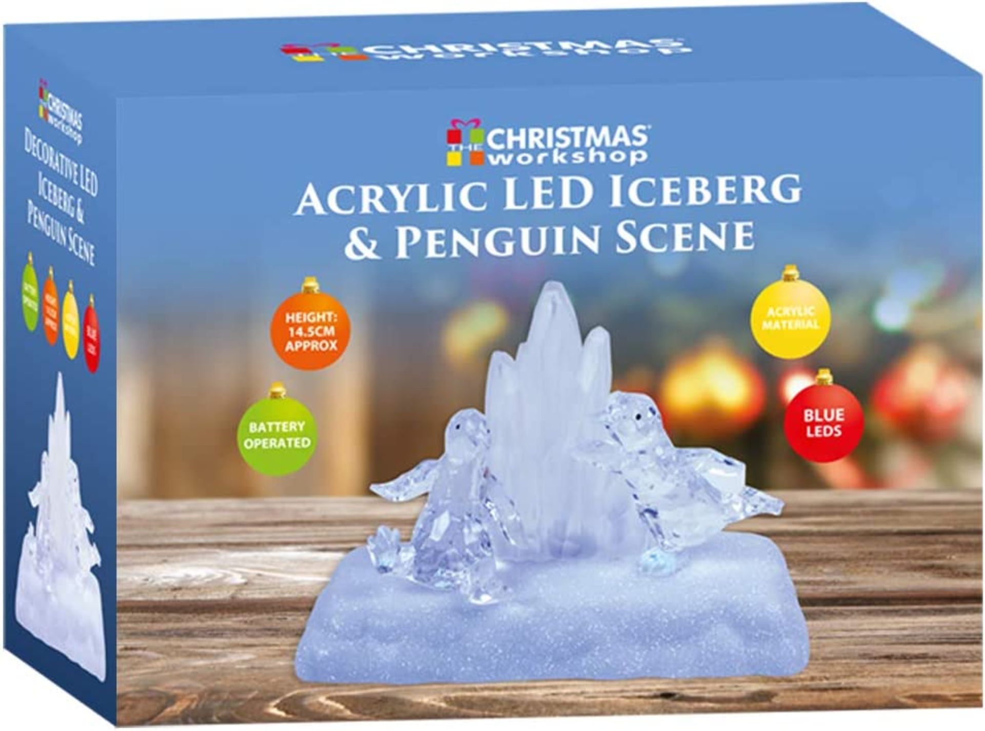 Christmas Workshop Acrylic Penguin On Iceburg Scene ~ Colour Changing Led Lights~ Indoor ~ Christ...