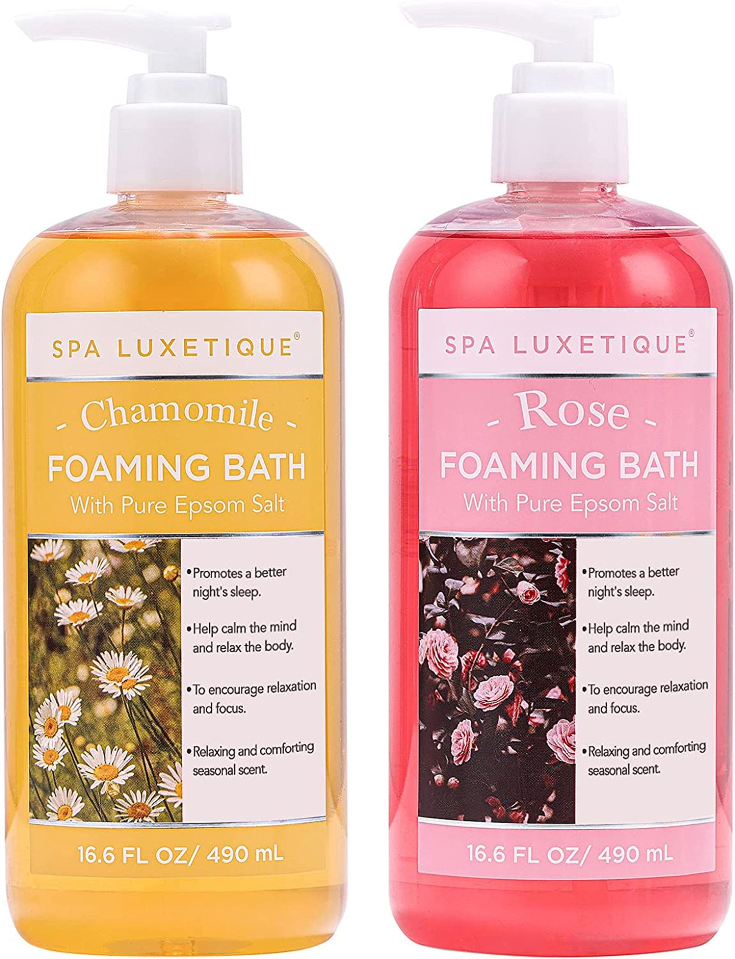 Shower Gel, Spa Luxetique Bubble Bath Foaming Bath with Pure Epsom Salt, Rose and Chamomile Scent - Image 2 of 2