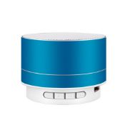 Mini Portable Metal Round Bluetooth Wireless Super Bass Speaker - Blue