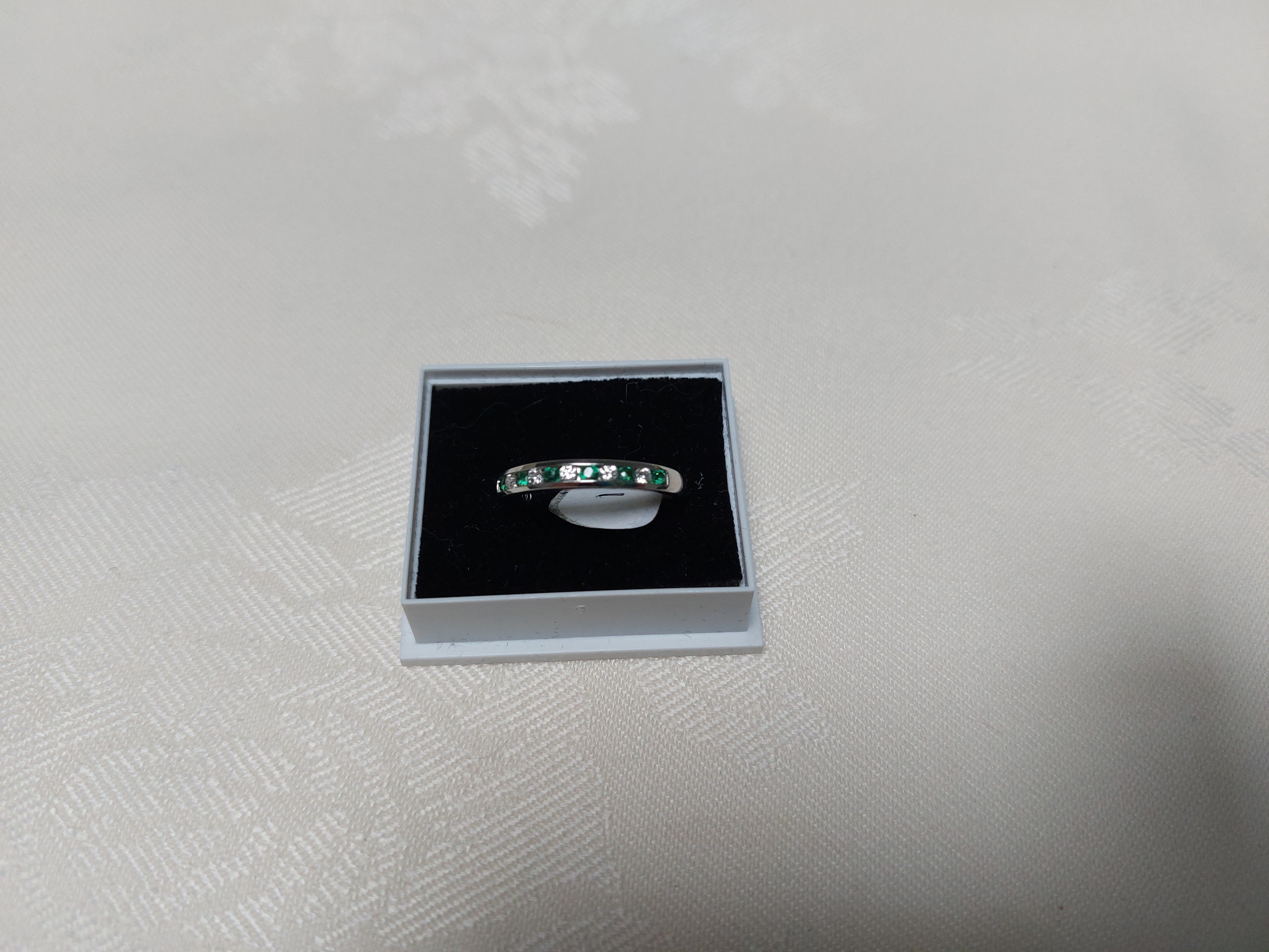 Silver Eternity/Wedding Band With Blue And Green Coloured Cz Stones Size N. RRP £189 199 - Image 2 of 2