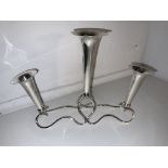 Antique Epergne Silver Plated Three Trumpet Centrepiece After Christopher Dresser