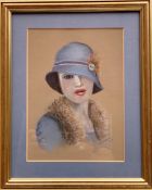 Watercolour Portrait The Lady In The Hat Signed By Artist Bel Parsons