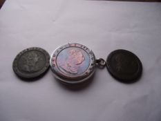 1797 Cartwheel Penny Vesta Case Circe 1890's plus 2 X George 111 1797 Cartwheel Pennies