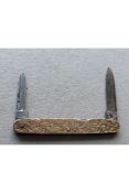Edwardian 9CT Gold Hafted Twin Bladed Penknife,