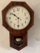 Elegant c1920 Howard Miller Pendulum Wall Clock - Key Wind Movement