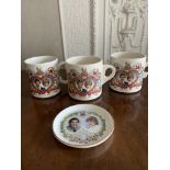 Three Charles And Diana Marriage Cups Plus Commemorative Ashtray.