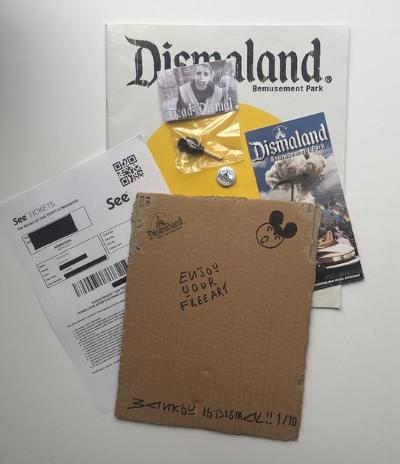 Six WSM Dismaland Bemusement Park Souvenirs including found Banksy ‘free art’ 2015 - Image 2 of 16