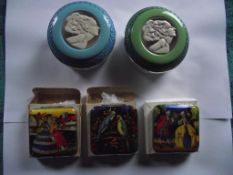 5 X 1930's Gwenda Powder Compacts & Powder Pots - New Old Stock (unused)- original boxes.