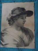 Original Pencil Drawing of a Young Woman - Circa 1890's/1910 - unsigned.