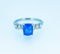 GIA Certified 2.86ct Blue Clean VS Untreated Sapphire & Diamonds Ring