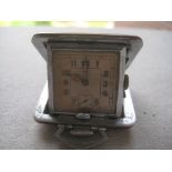 Vintage Enamel Mounted EPNS Miniature Travelling Clock