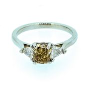 Certified Fine 1.53ct diamond ring brown & white diamonds platinum 950