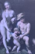 Stunning Large Italian Neo Classical Canvas Of Angell Child And Young Boy With Femail