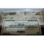 2016 Quarter Pound Solid Silver $100 Banknote Ingot