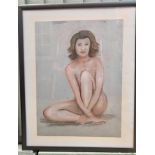 Vintage Beautiful Nude Painting Pastel On Board