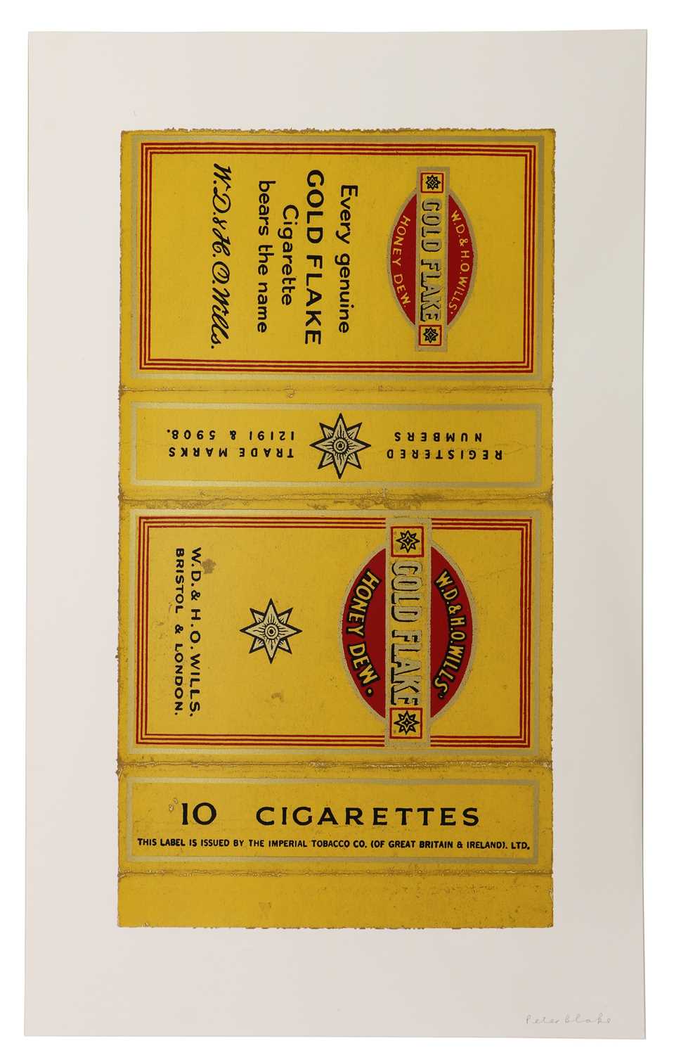 Peter Blake CBE RDI RA (British 1932-) 'Gold Flake' from 'Fag Packets Series'