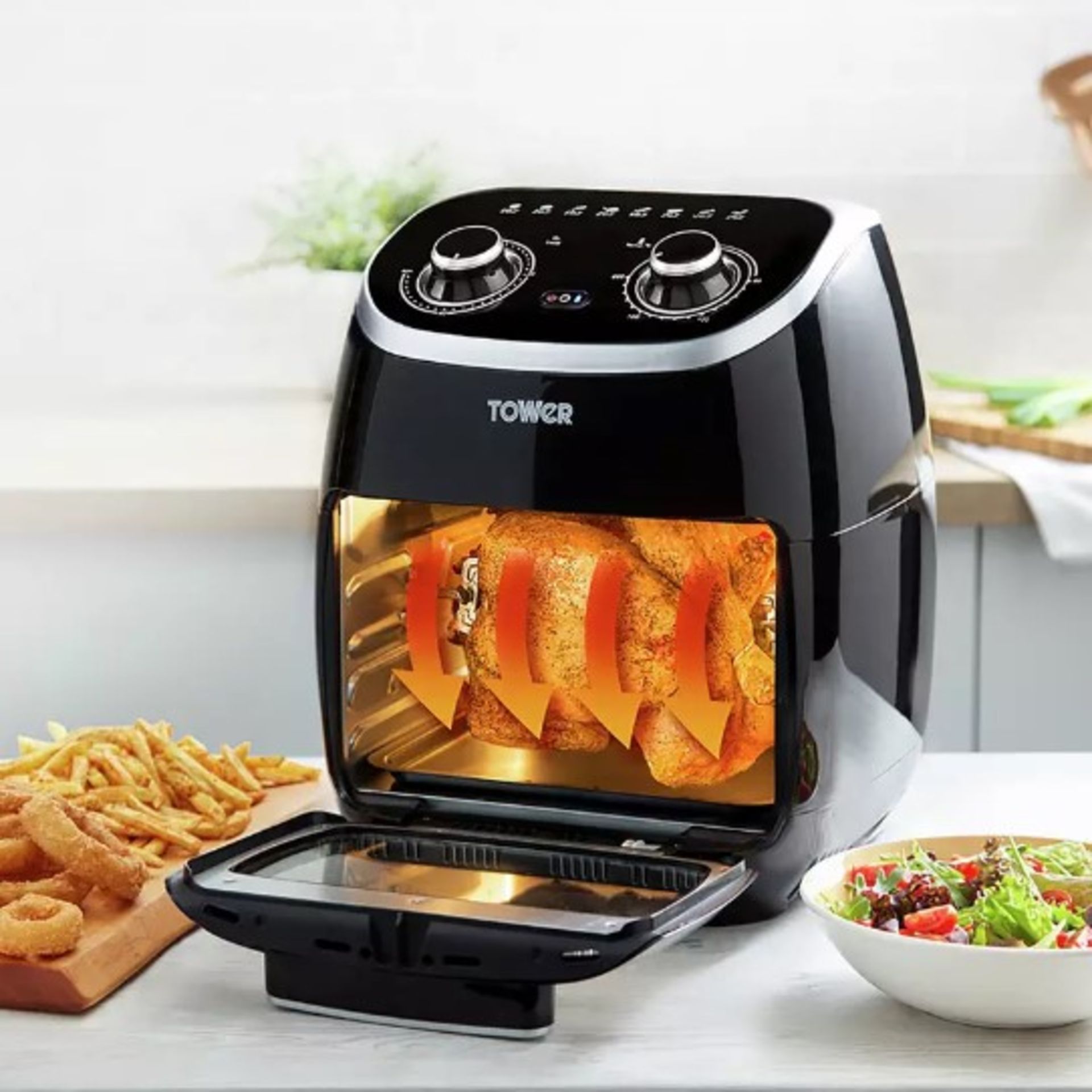 (59/5D) RRP £110. Tower 11 Litre 5 In 1 Air Fryer Oven Black With Rotisserie. - Image 12 of 16