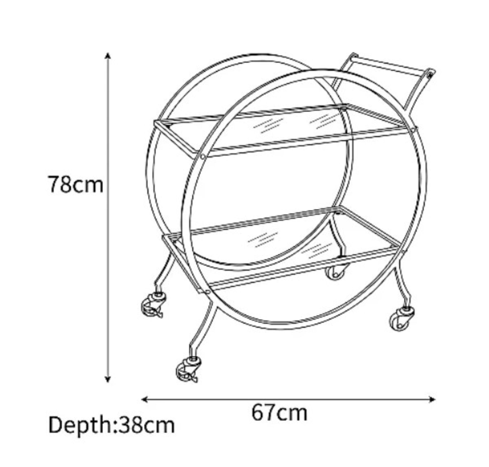 (32/1D) Lot RRP £85. 3x Items. 2x Gold Metal Trim Drinks Trolley RRP £30 Each. 1x Gold Tone Half... - Image 3 of 22