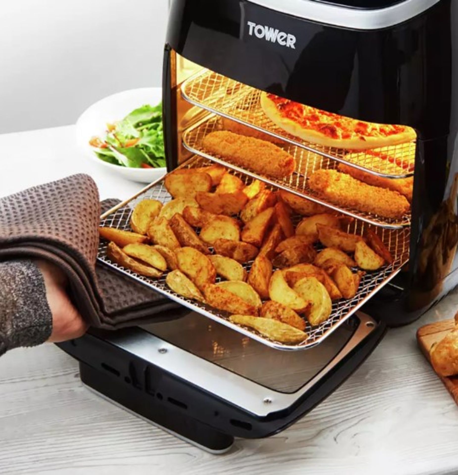 (59/5D) RRP £110. Tower 11 Litre 5 In 1 Air Fryer Oven Black With Rotisserie. - Image 11 of 16