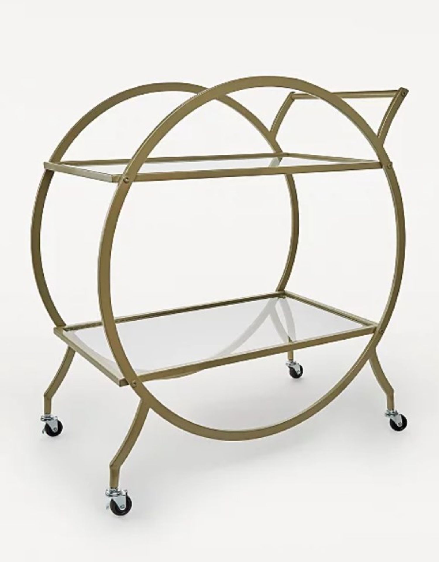 (32/1D) Lot RRP £85. 3x Items. 2x Gold Metal Trim Drinks Trolley RRP £30 Each. 1x Gold Tone Half... - Image 2 of 22