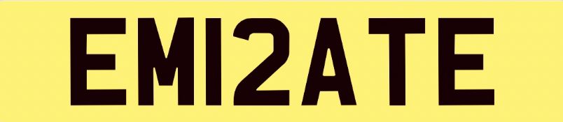 EMIRATE Number Plate EM12ATE