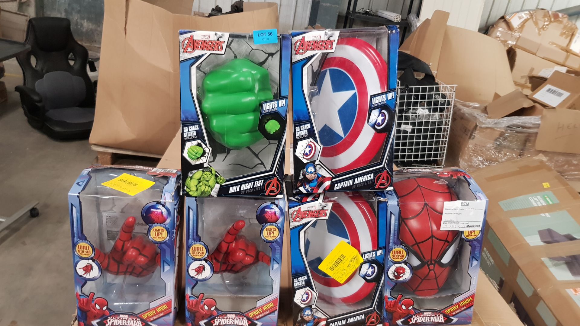 (56/5P) Lot RRP £180. 6x Marvel 3D Deco Light RRP £30 Each. 2x Spiderman Hand. 1x Spiderman Mask.... - Image 5 of 5