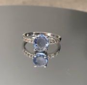 Beautiful 1.75Ct Natural Ceylon Blue Sapphire With Natural Diamonds & 18kGold