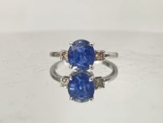 Beautiful 2.67 CT Natural Ceylon Blue Sapphire Diamonds & 18k Gold