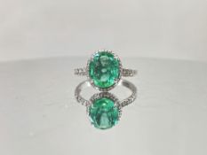 Beautiful 2.44 CT Natural Emerald With Natural Diamonds & 18kGold