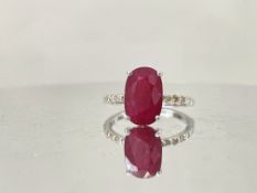 Natural Burma Ruby 3.26 CT With Natural Diamonds & 18kGold