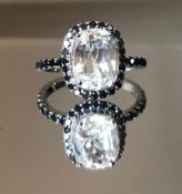 Beautiful 3.15CT Natural Ceylon White Sapphire W Natural Diamonds & 18kGold