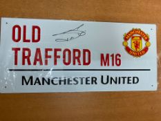 Manchester United Steve Bruce Signed Old Trafford Street Sign Plaque