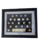 Framed collection of Nasa pins - "One Small Step For Man, One Giant Leap For Mankind"