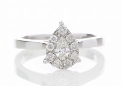 18ct White Gold Pear Cluster Claw Set Diamond Ring 0.50
