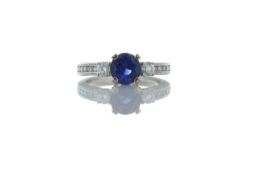 18ct White Gold Diamond And Sapphire Ring (S1.96) 0.45