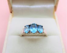 Topaz & Diamond Ring in Sterling Silver New with Gift Pouch