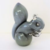 Signed Wedgwood Speckled Grey Glass Squirrel