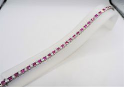 Sterling Silver Pink & White Tourmaline Tennis Bracelet 58 x 3mm Gemstones New with Gift Box