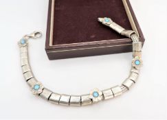 Vintage Artisan Sterling Silver Opal Bracelet.