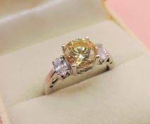 Sterling Silver Citrine & Topaz Ring New with Gift Pouch