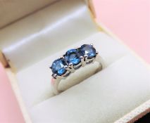 Sterling Silver Sky Blue Topaz & Diamond Ring New with Gift Pouch