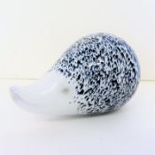 Signed Wedgwood Black & White Speckled Glass Hedgehog c.1970's