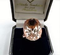 23 carat Peach Morganite Ring Rose Gold on Sterling Silver