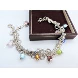 Sterling Silver Multi Bead Charm Bracelet