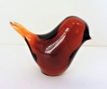 Signed Wedgwood Amber Glass Bird c. 1970's