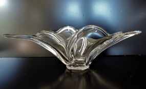 Circa 1960's Large Art Vannes France Crystal Centre Piece Bowl 54cm Long