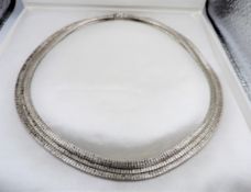 Sterling Silver Satin Finish Triple Stand Necklace Made in Italy