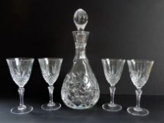 Cut Crystal Decanter and Wine Glasses